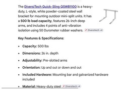 Quick sling Qswb1100 Wall Mounted Bracket