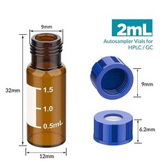 6000pcs 2mL Autosampler Vials 9-425 Caps MCE Membrane Filter 47mm 0.45um Gridded