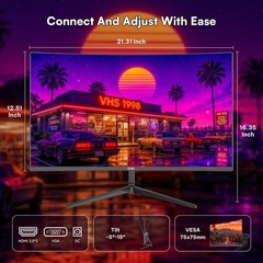 24 Inch Curved Monitor, FHD 1920x1080P, 100Hz | 16:9 Aspect Ratio, 99% sRGB, …
