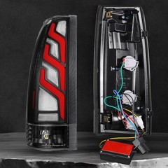 Clear Matte Black Full LED Tail Lights for 1988-1998 Chevy GMC C1500/2500/350…
