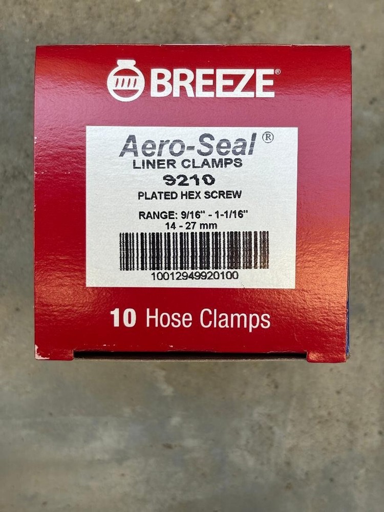 9210 AeroSeal Liner Clamps with SS Screw Dia 9/16in – 1-1/16in (14 – 27mm)-10/Pk