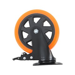 4 Pcs Orange With Locking Brake 6″ Heavy Duty Swivel Caster Wheels No Noise