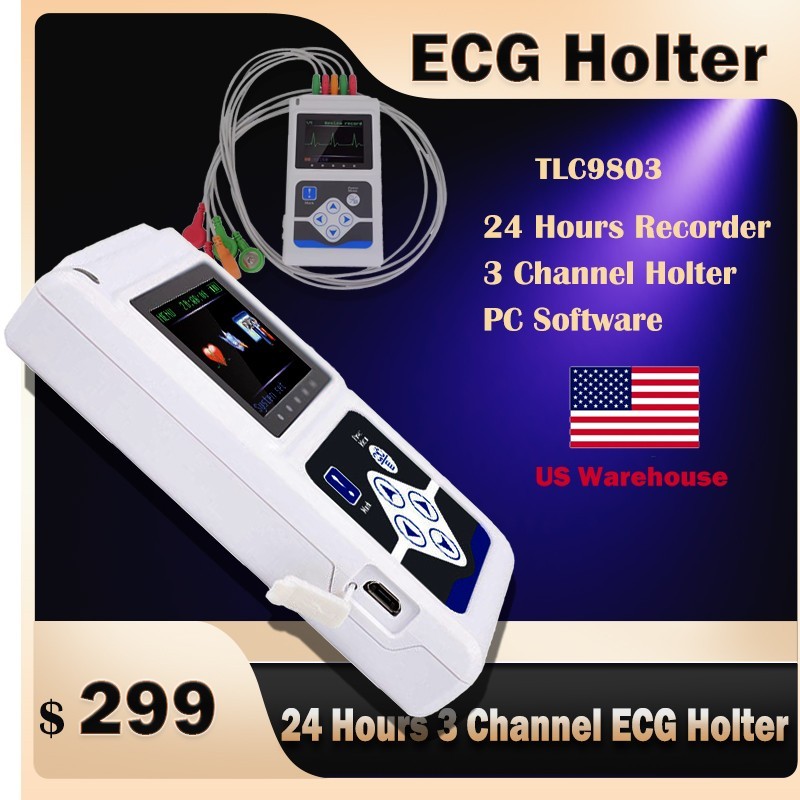 3 Channel Dynamic EKG Holter 24 Hours with PC Software ECG Holter