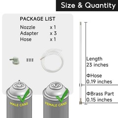 Aerosol Can Extension 360 Side Spray Nozzle Set, 23 Inches Hose, Adapter, Wor…