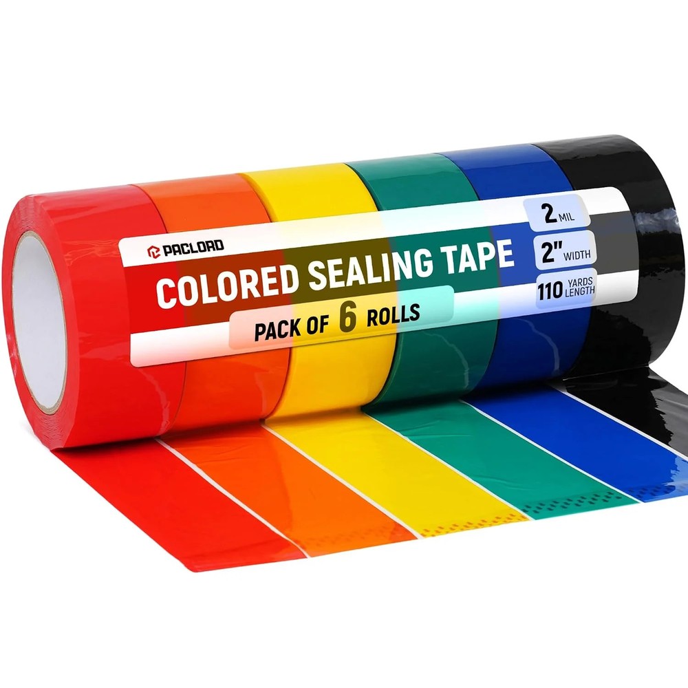 2″ x 110 Yards Multi-Color Packing Tape, 6 Colors Pack – 2.0 Mil Carton Sealing