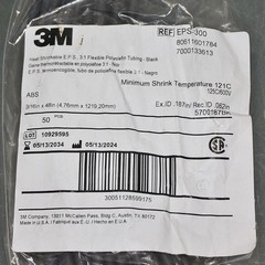 (50) 3M Heat Shrink Tubing EPS300-3/16-48″-BLACK, 0.19″ to 0.06″, 20-18 AWG, 3:1