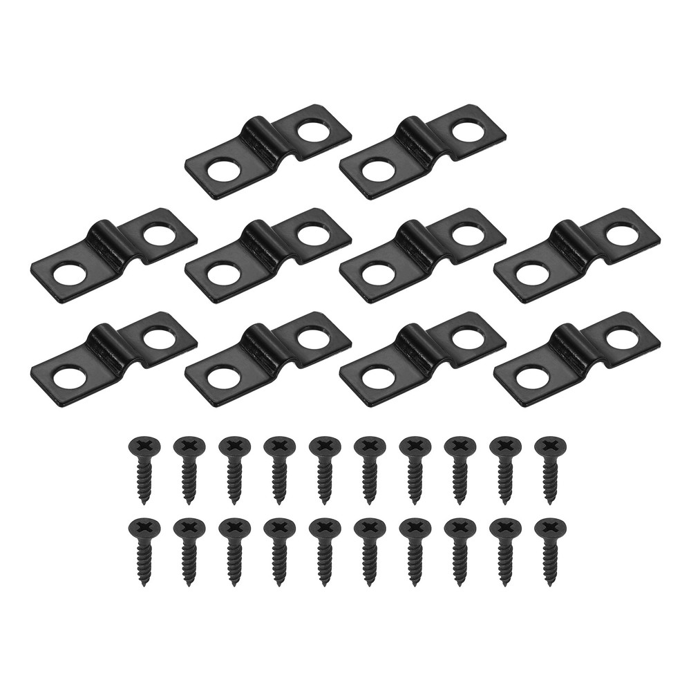25Pcs 3mm U-Shaped Pipe Clamp Carbon Steel Double Hole Strap Clamp with Screw
