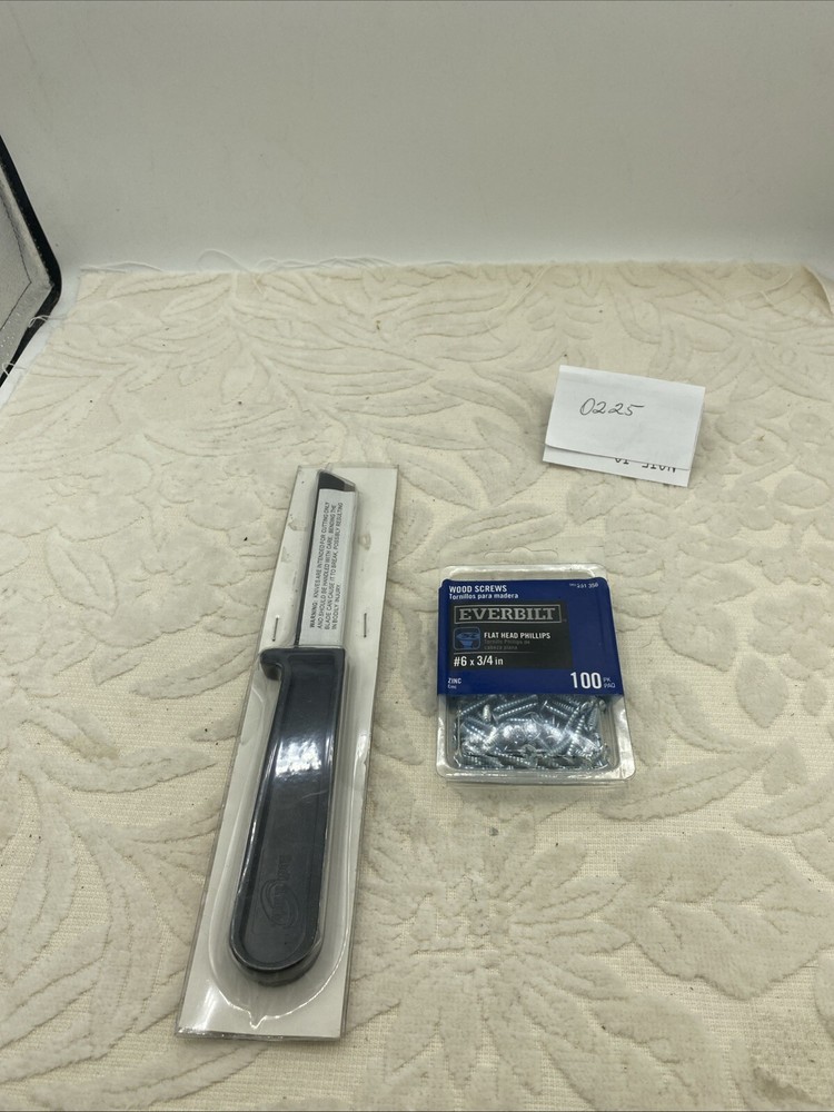 Lot Of 2-items-(100-Pk) Everbilt Phillips Flat Head Wood Screw & Work Knife NIP