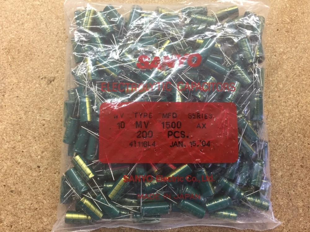 (100 PIECE LOT) 10MV1500AX, CAP ALUMINUM LYTIC NON SOLID POLARIZED 10V 1500uF TH