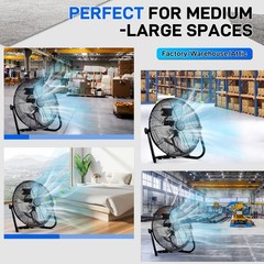 16″ 5688 CFM High Velocity Metal Industrial Floor Fan Garage,Shop W/Wall-Mount