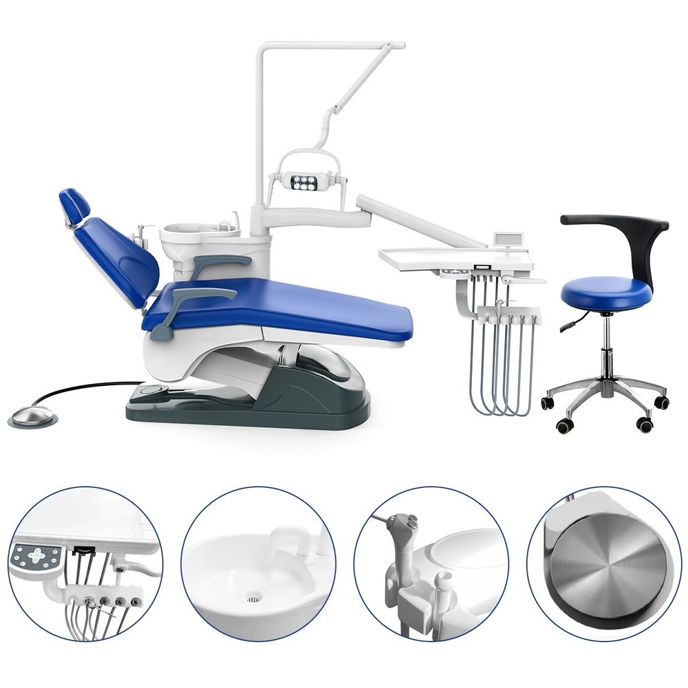 Dental Unit Chair Computer Controlled DC Motor PU Leather Stool/Handpiece Kit