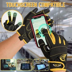 Durable Synthetic Leather Work Gloves with Impact Protection for Outdoor Use