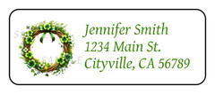 Shamrock Grapevine Wreath Personalized Floral Return Address Label Stickers Tags