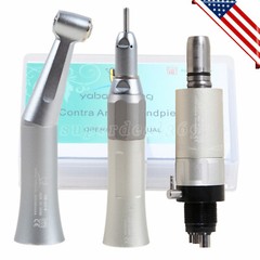 Dental Low Speed Handpiece Push Contra Angle Straight Air Motor 4/2Hole /Kit YX