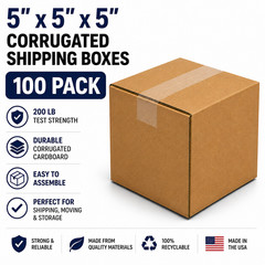 5x5x5 Corrugated Shipping Boxes 100 Pack 200 lb Test Heavy Duty Moving Packing B