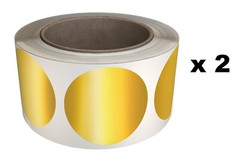 Royal Green 2 Inch Gold Large Round Dot Stickers 50mm (5cm) 1200 Pack on Rolls