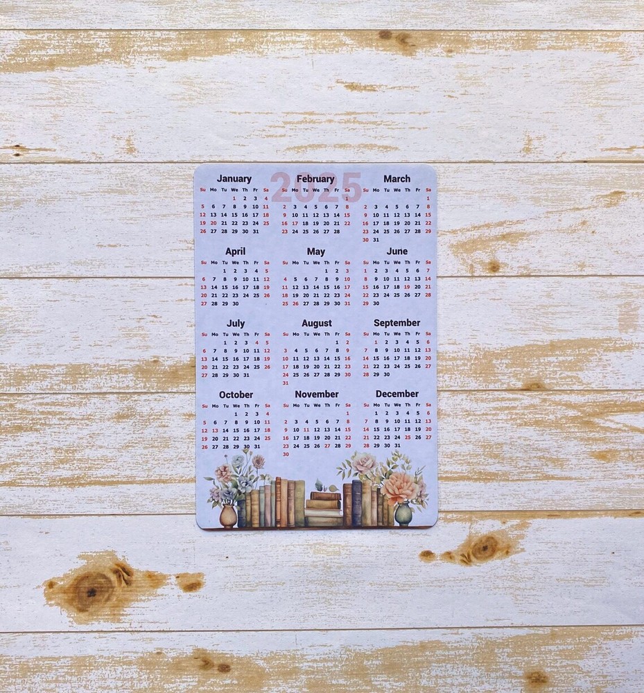 Books Design Calendar Magnet 4″ x 6″ | Start On Any Month | Magnetic Calendar