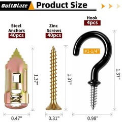 50Pcs Self-Drilling Drywall Anchors with Screws – Easy Expansion & Secure Hold