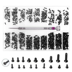 Small Screws Assortment Kit M1.2 / M1.4 / M2.0 Tiny Micro Screws Set Black 500pc