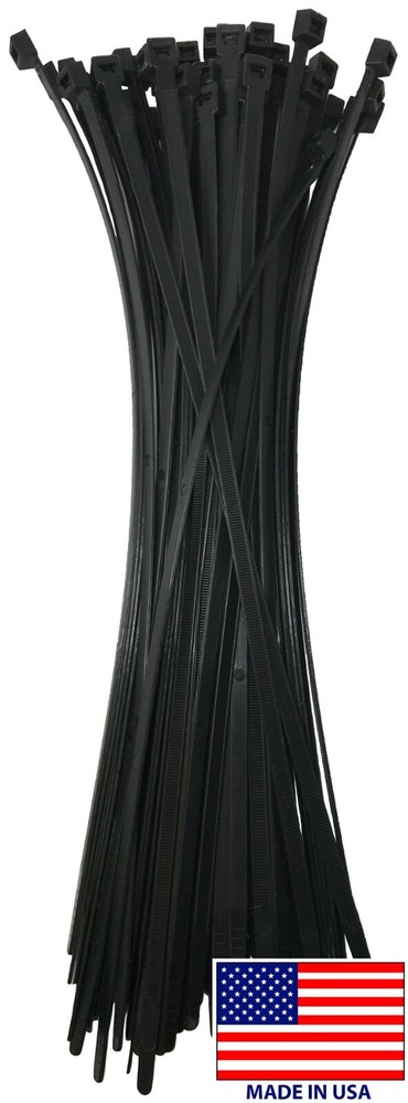 (50) Black 18″ Inch Nylon Heavy Duty Cable Wire Wrap Zip Ties 120 LBS USA MADE