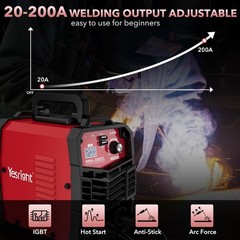 Mini Stick Welder 200A, 110V Portable IGBT Inverter with Auto-Darkening Goggles