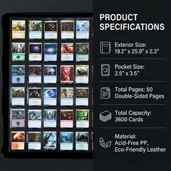3600+ Pocket Trading Card Binder 36-Pocket Album for Sports Cards Black
