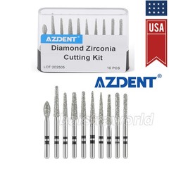 Dental Diamond Zirconia Cutting Burs Kit Friction Grip 1.6mm 10Pcs/Pack
