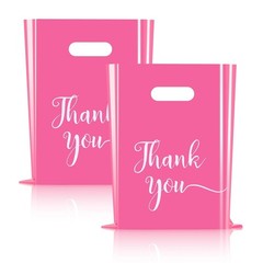 Cupplation Pink Thank You Merchandise Bags Large 1 Count (Pack of 100),