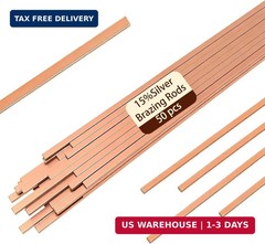 50 Sticks Brazing Rods BCuP-5 15% Silver Solder Phos Copper Flat Welding Rods 0.
