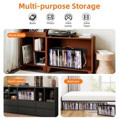 4 Pack DVD Storage Box, Stackable Oxford Fabric DVD Cases Holder with Front Z…