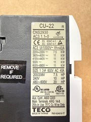 TECO CU-22 Magnetic Contactor, 40 Amp, 3 Phase, 220V coil, 3A1a1b (NO and NC)