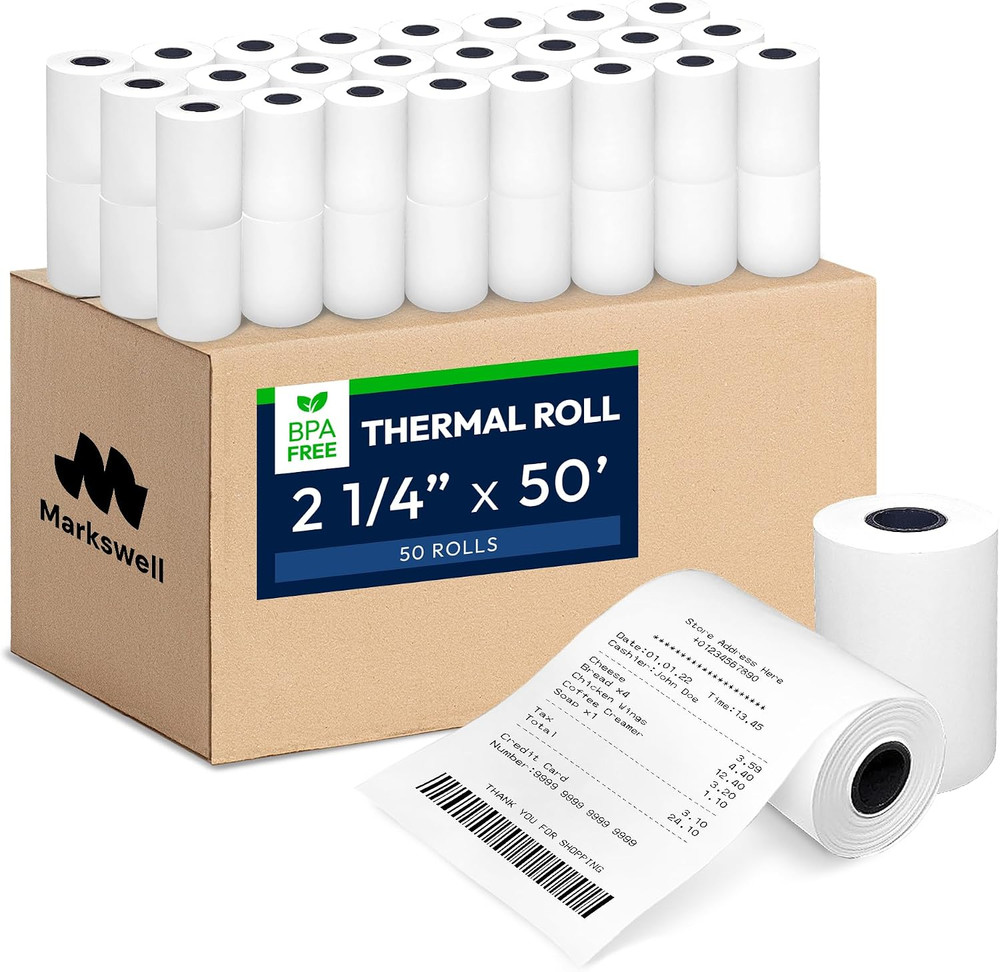 50 Rolls of 2 1/4″ x 50′ BPA Free Thermal Receipt Paper for POS Printers
