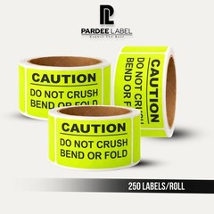 Neon Yellow Caution Labels 2×3 – 250 Warning Labels Per Roll