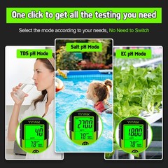 Pool Salt Tester, Digital 5 in 1 pH TDS EC Salinity Meter with Calibration…