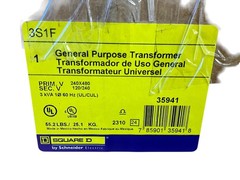 Square D 3S1F 3 kVA Single Phase General Purpose Transformer 240x480V to 120/240