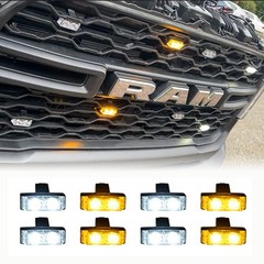 NAAMOTOMOX 2-LED Emergency Warning Grille Flash Strobe Lights Bar with Clips +