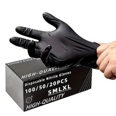 20/50/100PCS Black Nitrile Disposable Gloves Thick Waterproof Cleaning Tattoo