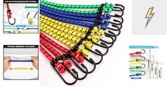 Heavy Duty 12-Piece Bungee Cord Set – Elastic Hooks for Ultimate Security