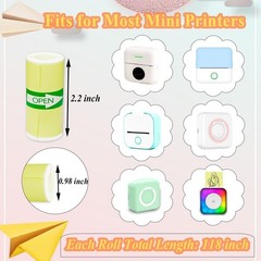 9 Rolls Self-Adhesive Mini Printer Paper – 6 57mm x 25mm, 6 Colorful 3 White
