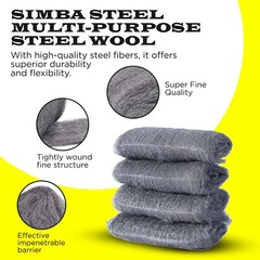 Steel Wool Grade 0000 – 16 pcs Finest Grade for Furniture Cleaning, Mice Control