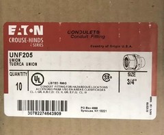 Eaton Crouse Hinds UNF205 Box Of 10 Explosion Proof Union. Free Shipping