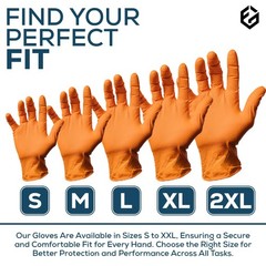 First Glove Orange Nitrile Gloves – 8 Mil Thick, Latex-Free (10 Pack, Medium)