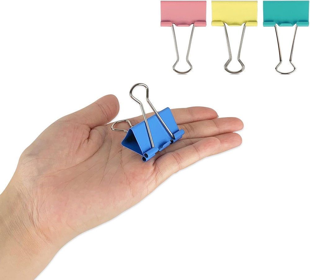 Large Binder Clips, 1.6 Inch, 24 Pack, Colored Binder Clips, Paper