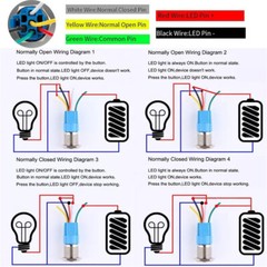 2Pcs 19mm 12V LED ON OFF Push Button Power Switch Latching Switch with Wire