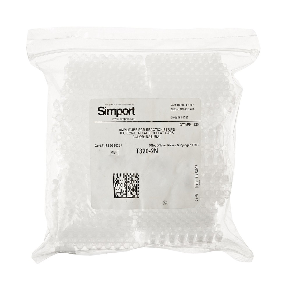 Simport Amplitube T320-2N Polypropylene PCR Reaction Tube Strip with Attached…