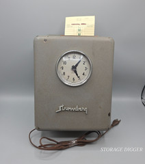 VTG Stromberg Model 14 Time Clock Corded Gray Metal Case Industrial Punch Clock