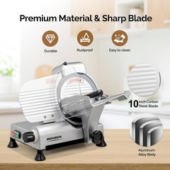 ROVSUN 10 inch Commercial Meat Deli Slicer, 240W Electric Meat Slicer Machine