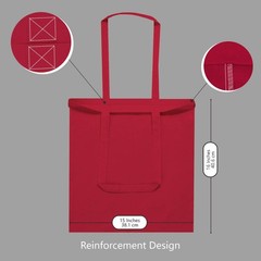 TOPDesign 24-Pack Economical 16″x15″ Red Cotton Tote Bag, Medium,