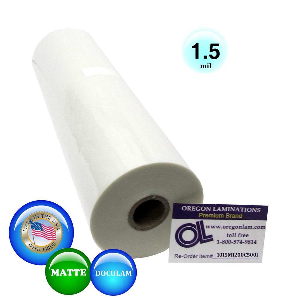 Doculam Hot Laminating Film 12″ x 500′ on 1″ core 1.5 Mil ( 1 Roll ) Matte