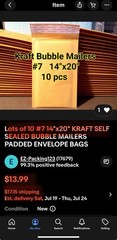 12 Pk #7 14.25×20 Kraft Paper Bubble Padded Envelopes Mailers Shipping Bags New
